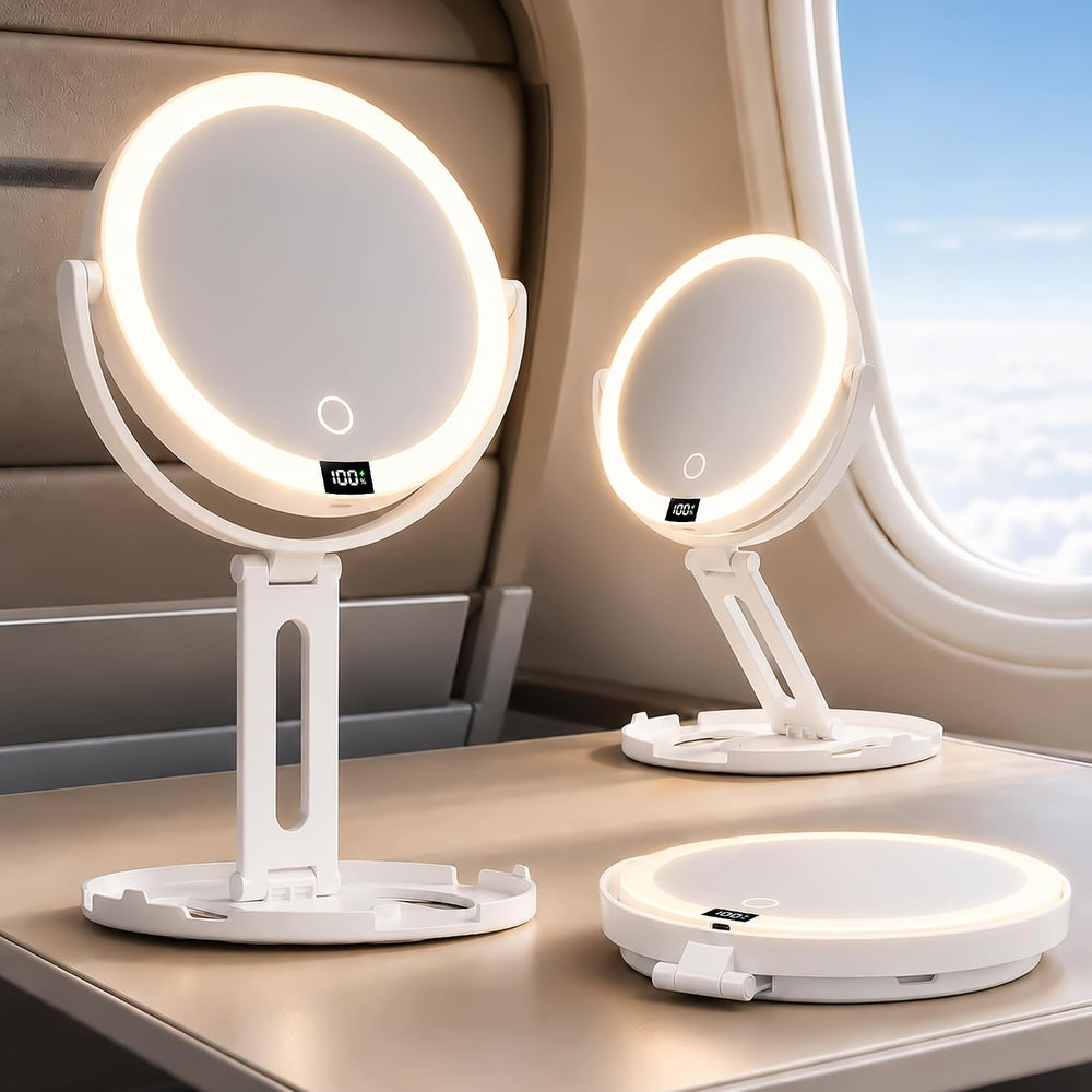 20X Travel Makeup Mirror with Lights, Double-Sided Magnifying Mirror