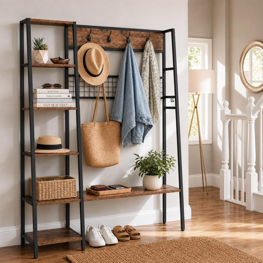 Garvee 4-in-1 Hall Tree with Bench and Shoe Storage