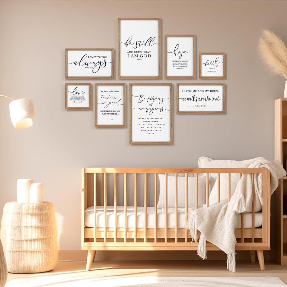 Faccito 8 Set Bible Christian Wall Art Framed, Wooden Decor