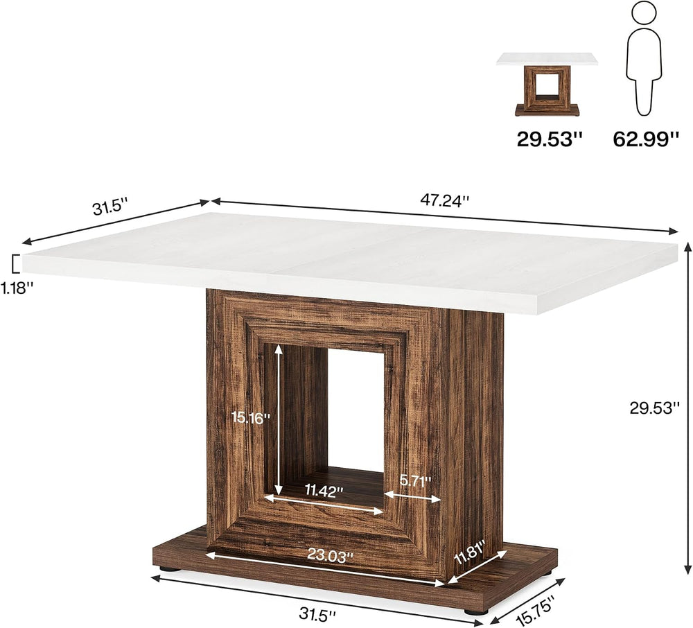 Tribesigns 47-Inch Farmhouse Dining Table for 4, White Kitchen Dinner Table w...