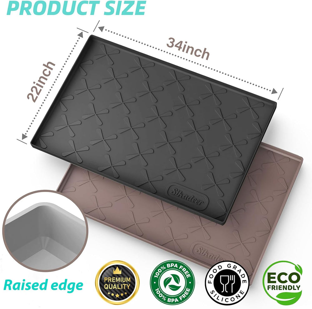SIKADEER Waterproof Under Sink Mat 34" x 22", Silicone Mat Kitchen ...