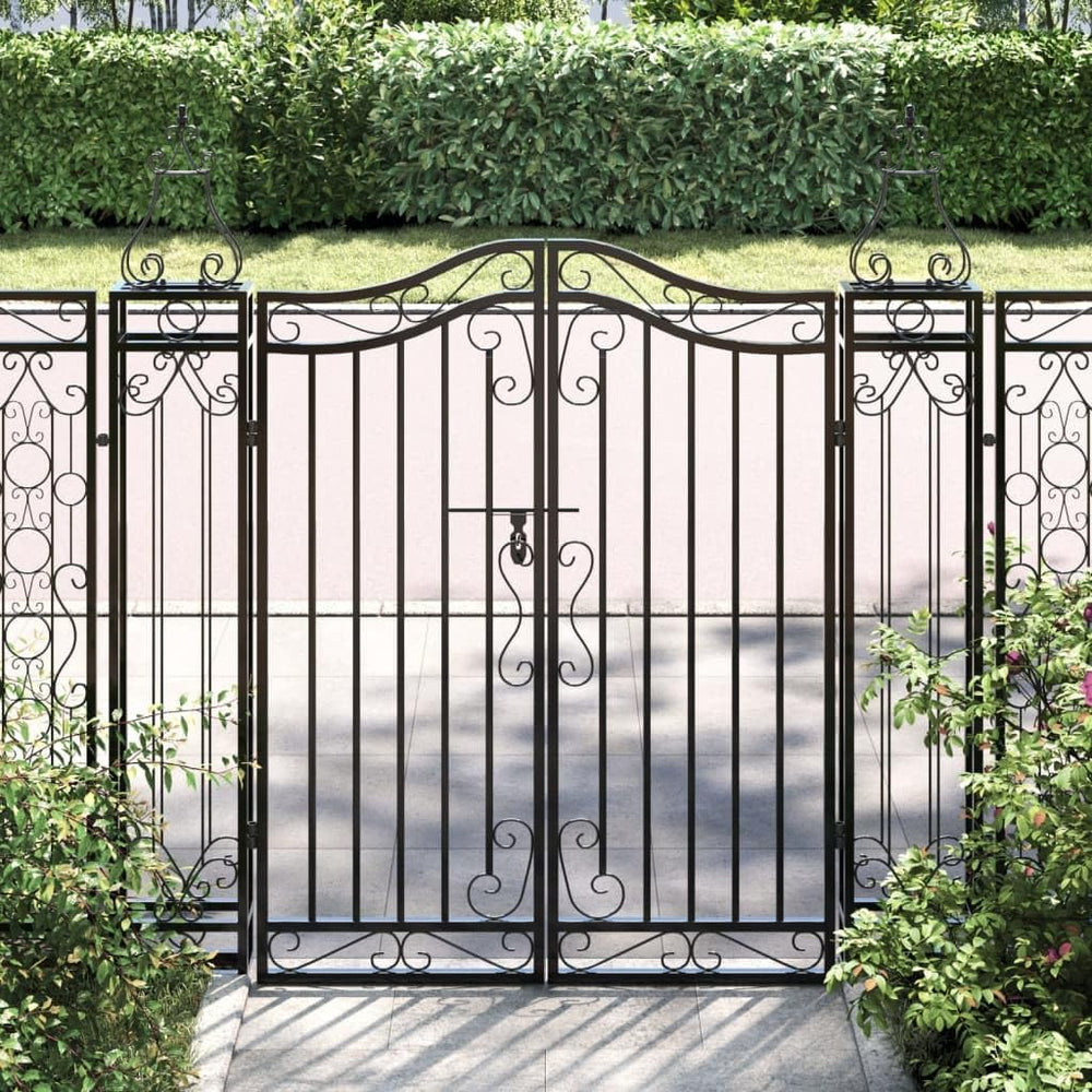 vidaXL Garden Gate Black 47.6"x3.1"x47.2" Wrought Iron