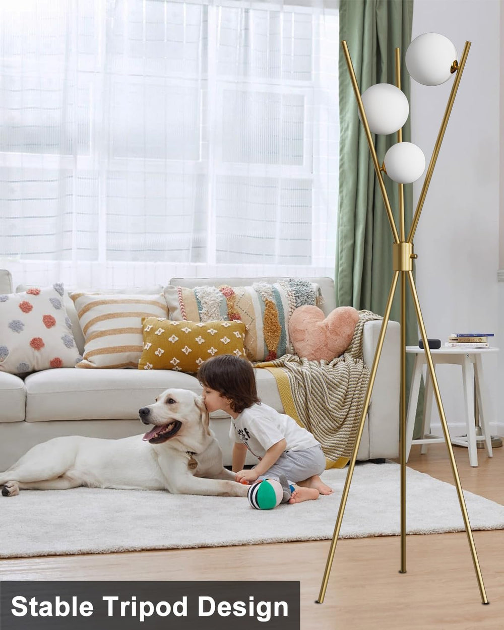 Lightdot Gold Tripod Floor Lamp Stepless Dimmable Globe Floor Lamp Modern