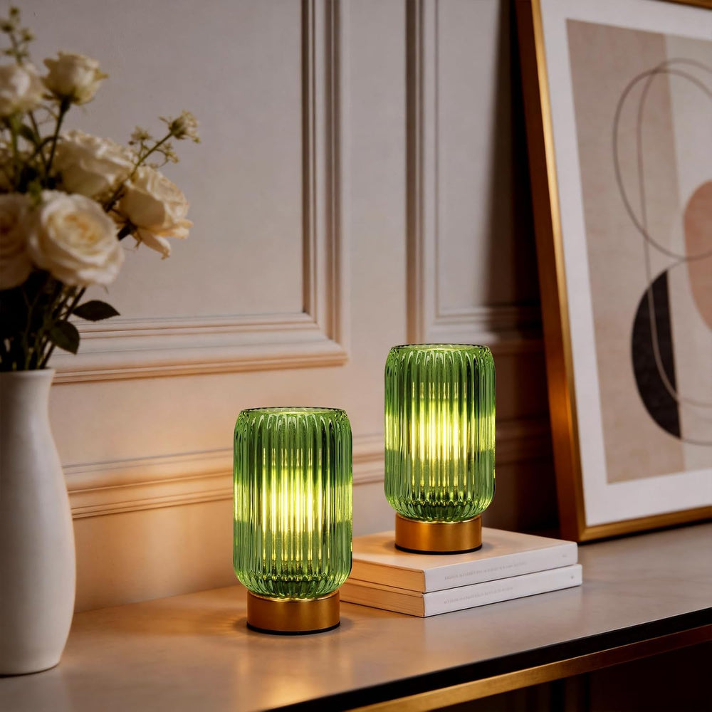 MJ PREMIER Battery Operated Lamp, Small Cordless Lamp with Timer, Green*2