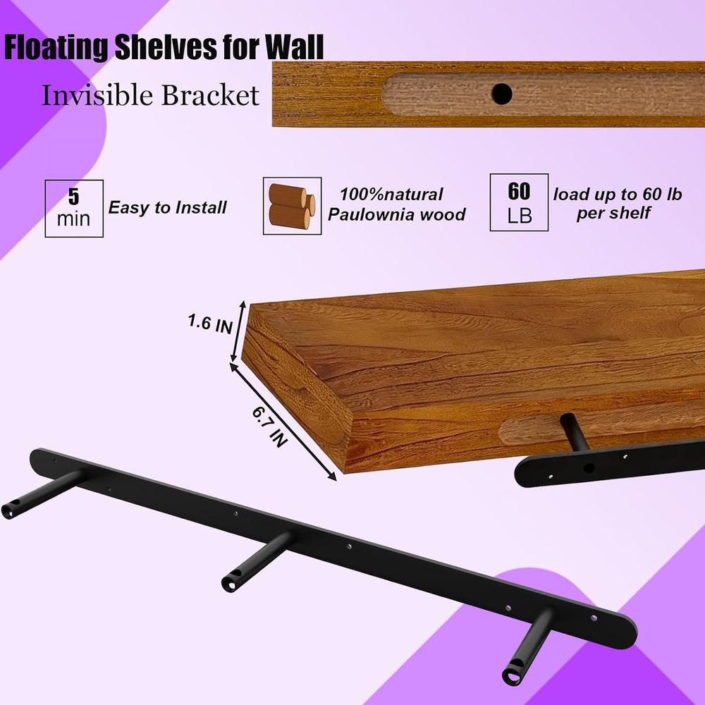 IAE Floating Wall Shelves 55 inch,Bathroom Shelving Wall Mounted,Teak