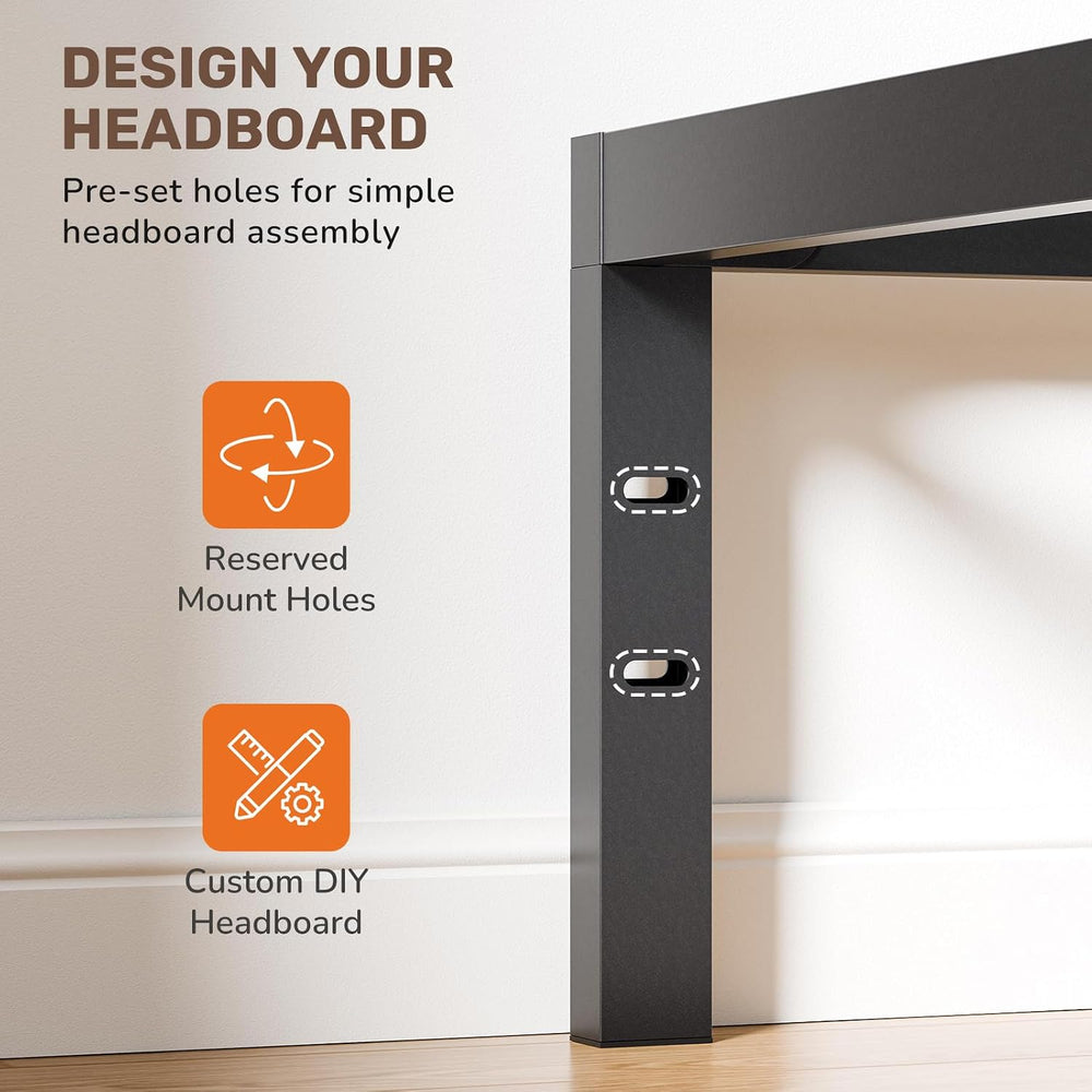 Sweetcrispy 14 Inch Twin Metal Bed Frame, Under Bed Storage, Black