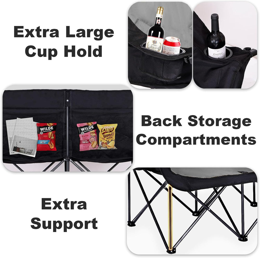 Bolosy Double Camping Chair Oversized Folding Loveseat Camping Chair