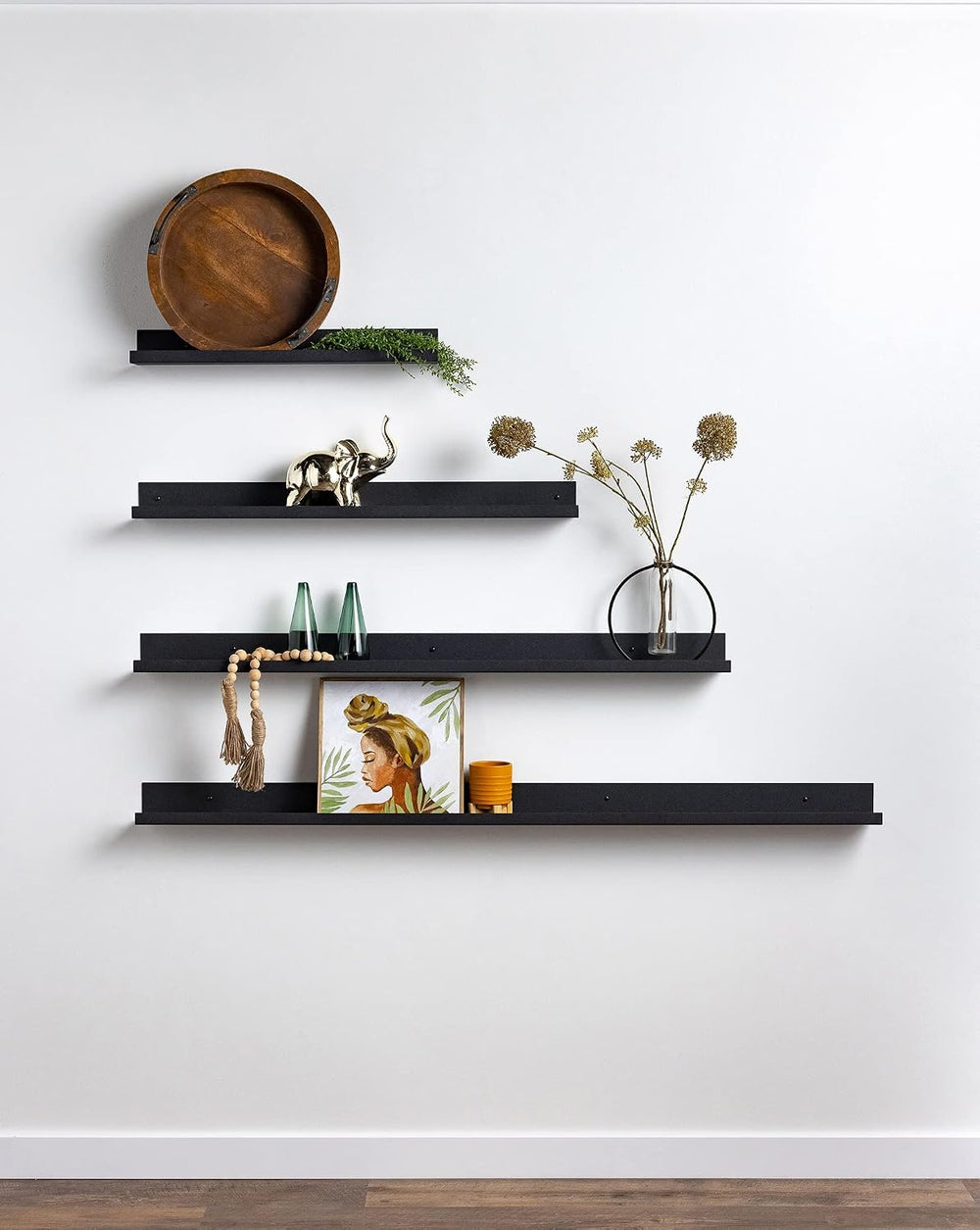 Infinite Design 48" Metal Floating Wall Shelf | Modern Black Powder-Coat...
