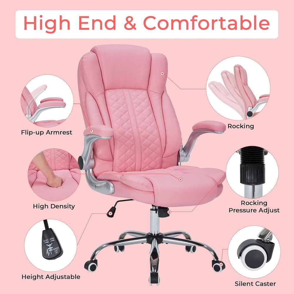 400lbs Executive Office Chair with Flip-Up Armrests, Big and Tall Computer Ch...