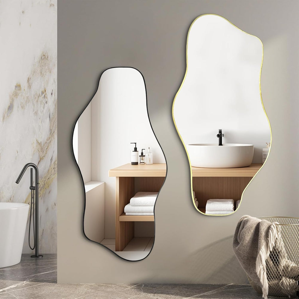 47"x24" Irregular Wall Mirror, Asymmetrical Frameless Mirror