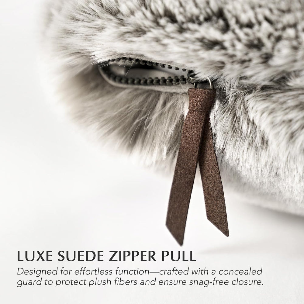 EverGrace Faux Chinchilla Fur Lumbar Pillow Cover, 12"x20", Champag...