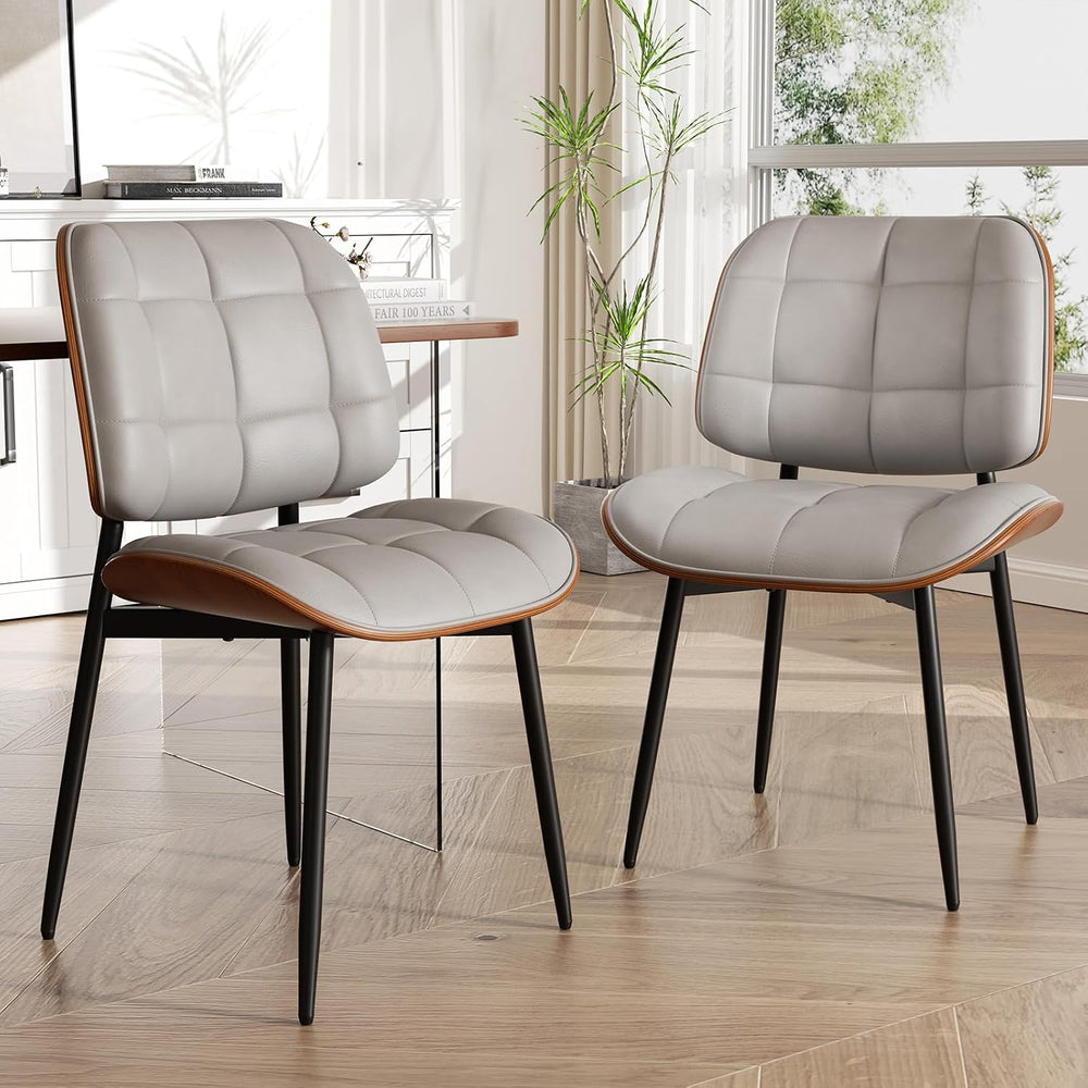 Dining Chairs Set of 2, Mid Century Modern Dining Room Chair, Upholstered Fau...