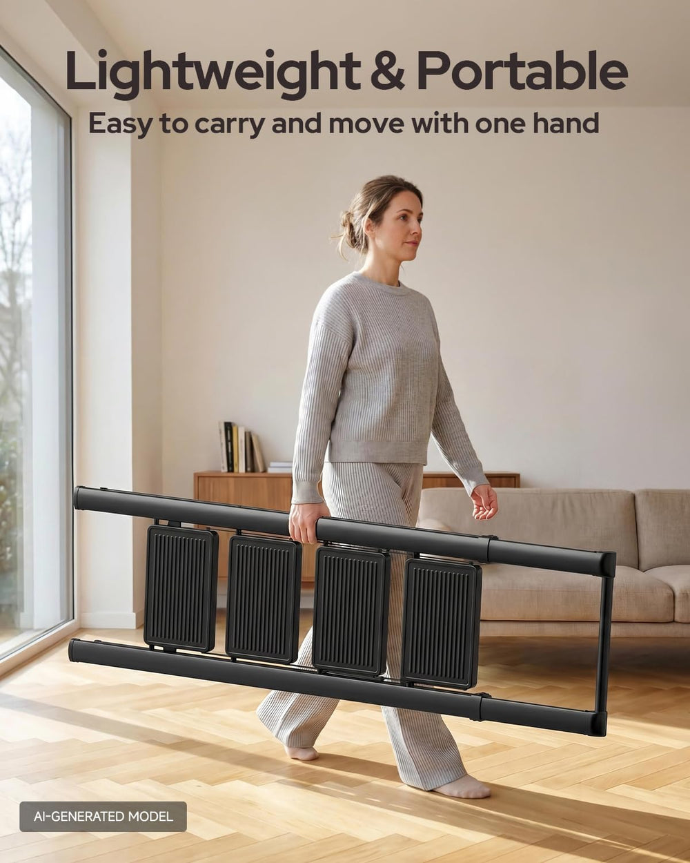 4 Step Ladder Folding Iron Step Stool Stepladders with Anti-Slip and Wide Ped...