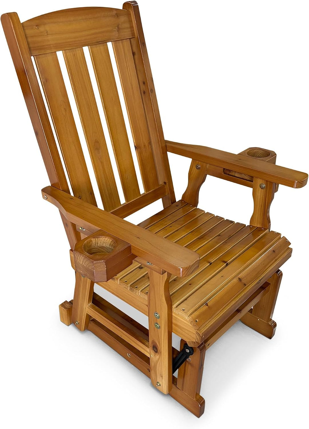 Fortune Candy Wooden Glider Chair, Cedar Tone, 1-Seater