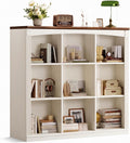 47.2''x47.9'' Wooden 9 Cube Storage Organizer Bookcase, Long Bookshelf