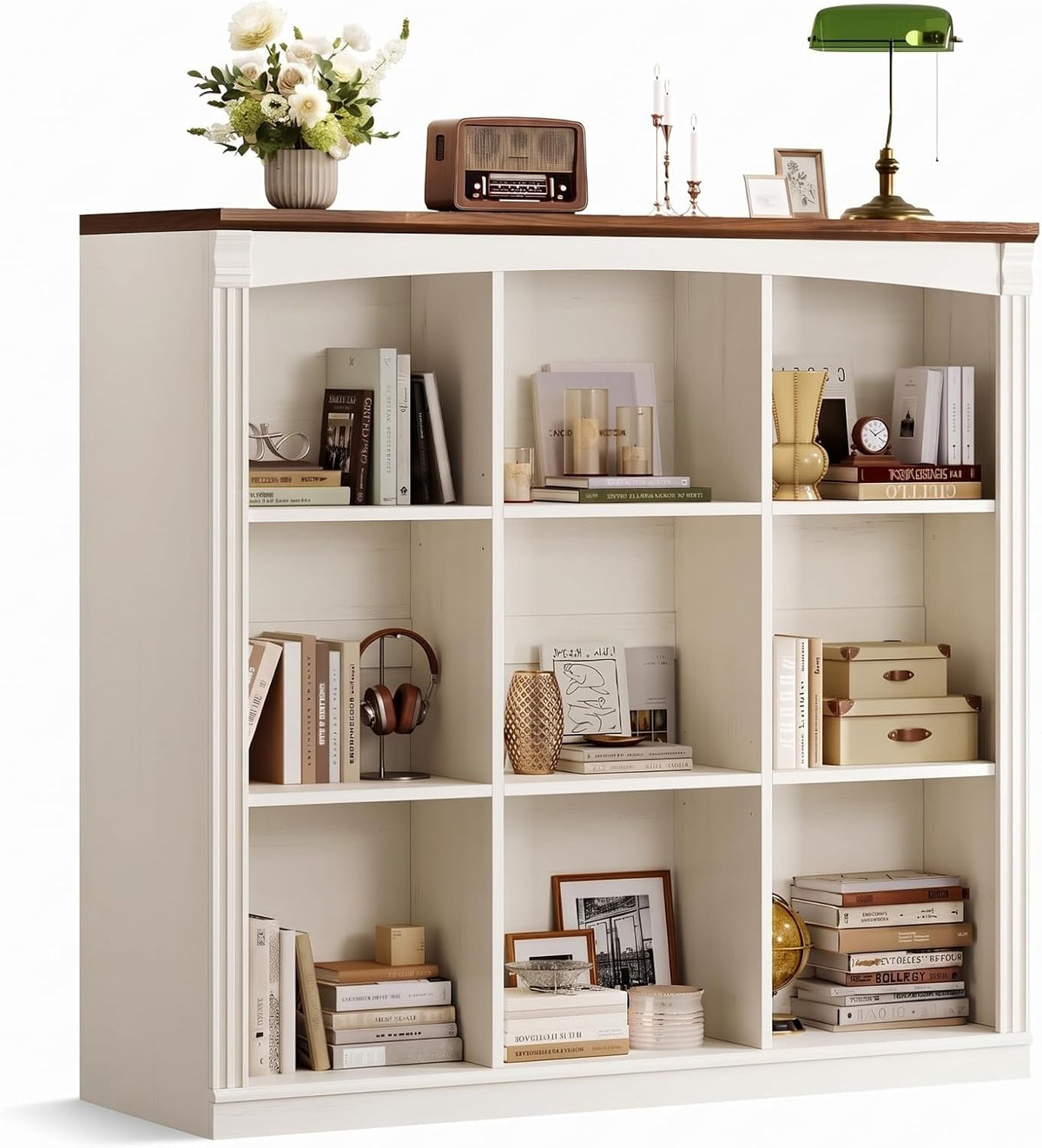 47.2''x47.9'' Wooden 9 Cube Storage Organizer Bookcase, Long Bookshelf