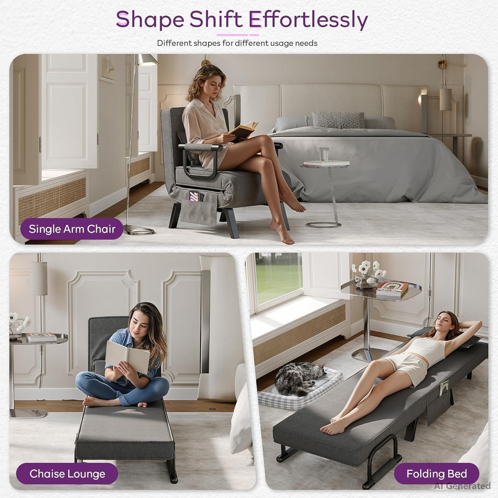 TYBOATLE Sleep Chair Set of 2, Sleeper Chair (Dark Grey)