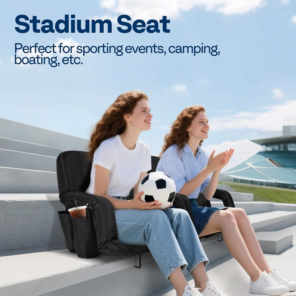 VIVOHOME Reclining Stadium Seats with Back Support and Cushion, 2 Pack Portab...