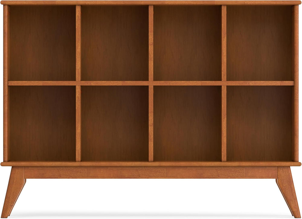 SIMPLIHOME Draper 57" Wide Solid Wood 8-Cube Console Table in Teak Brown