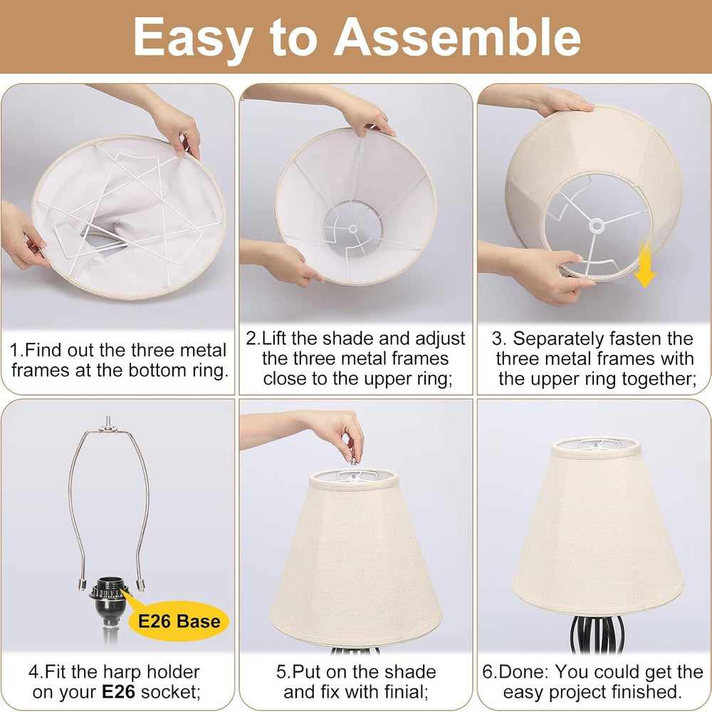 Bell Lamp Shades Set of 2, 6"Top x 13"Bottom x 10"High, Beige ...