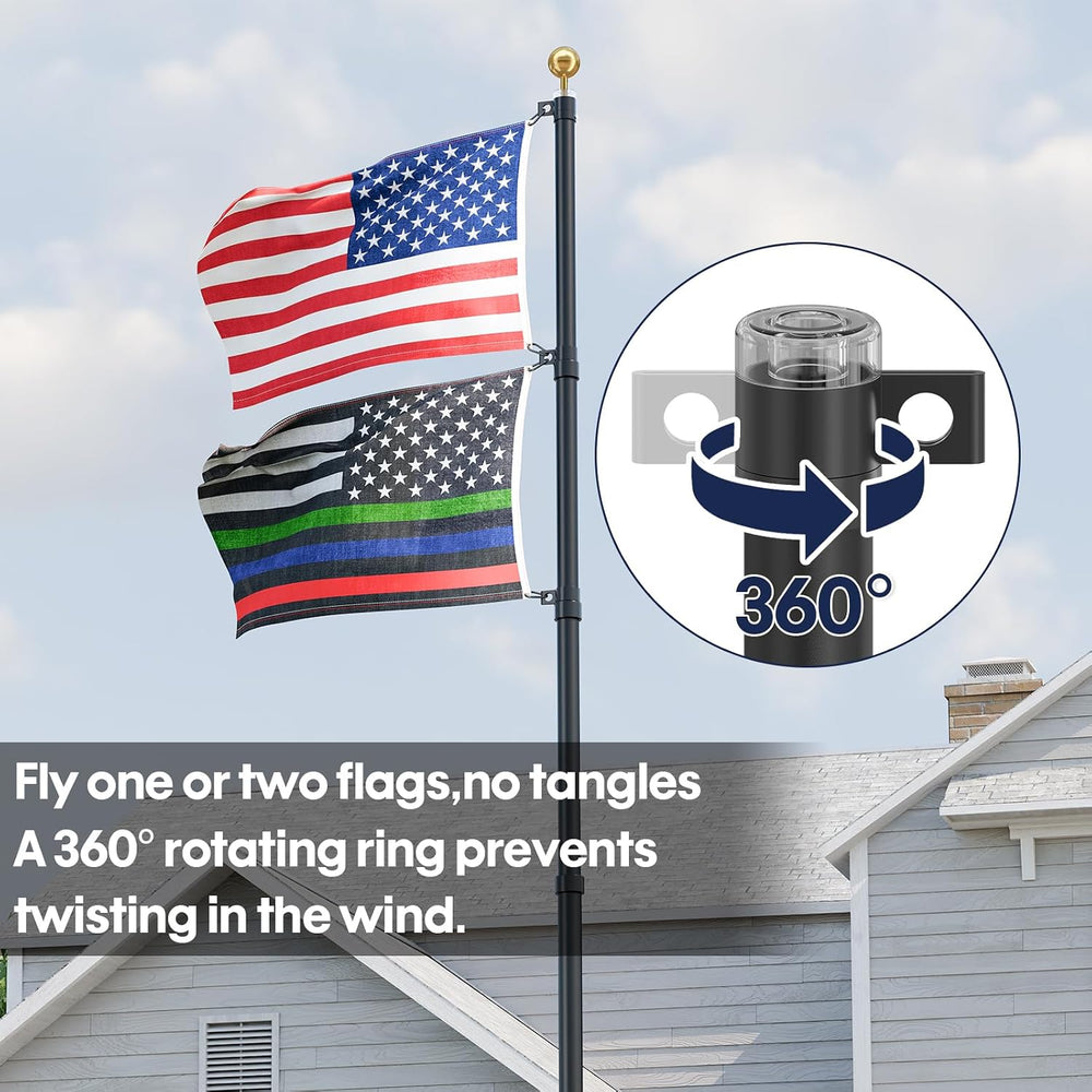 20FT Telescoping Flag Pole for Outside House,Extra Thick with US Flag