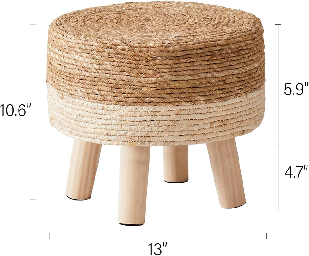 Cpintltr Foot Stool Natural Seagrass Hand Weave Poufs Round Ottoman for Couch...
