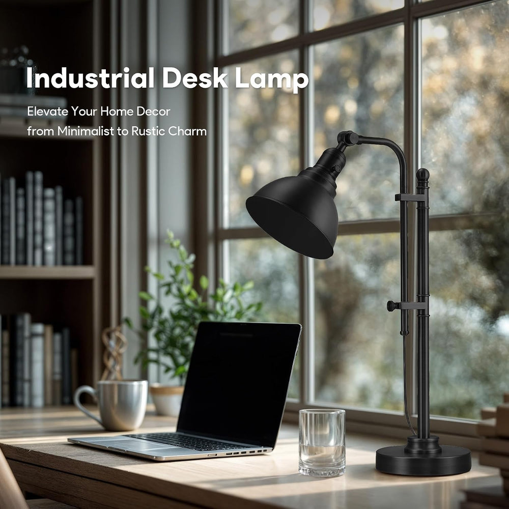 VONLUCE Rustic Desk Lamp, Adjustable Industrial Table Lamp for Home Office
