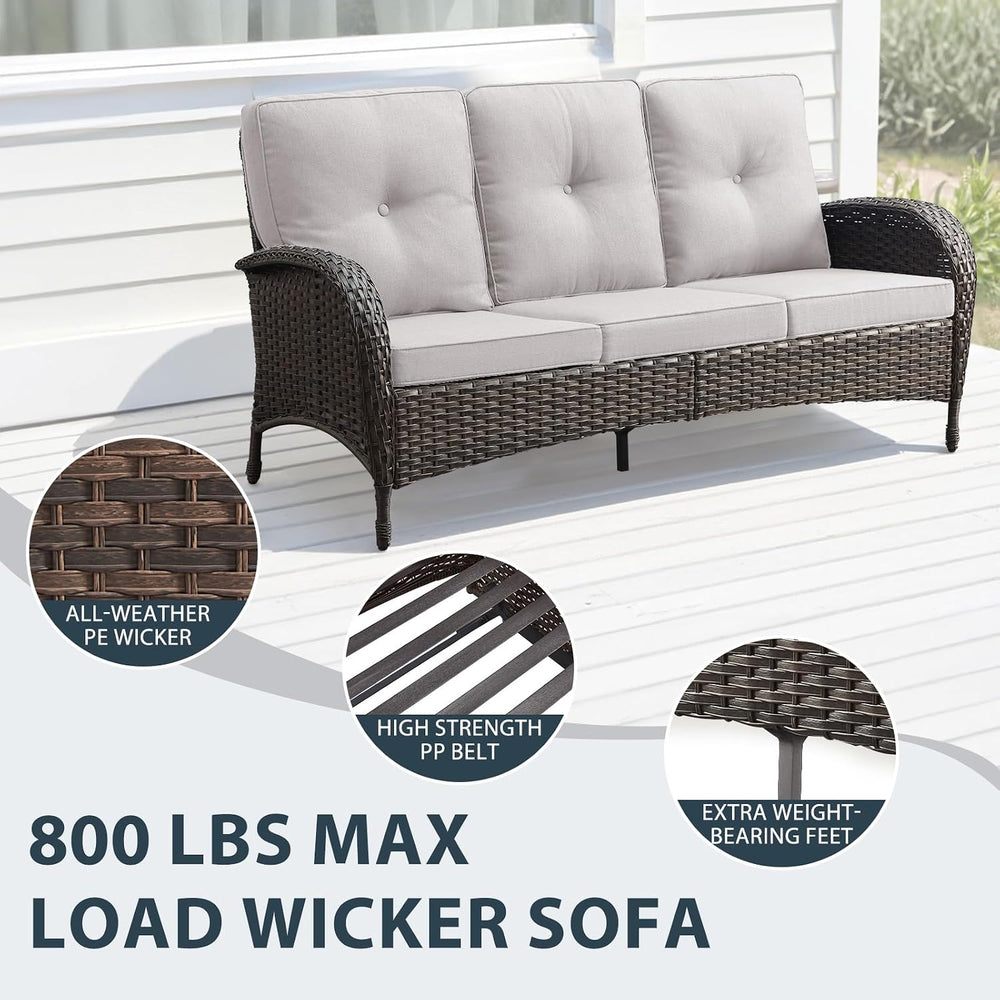 6 Piece Patio Furniture Set - Wicker Patio Conversation Set with Swivel Glide...