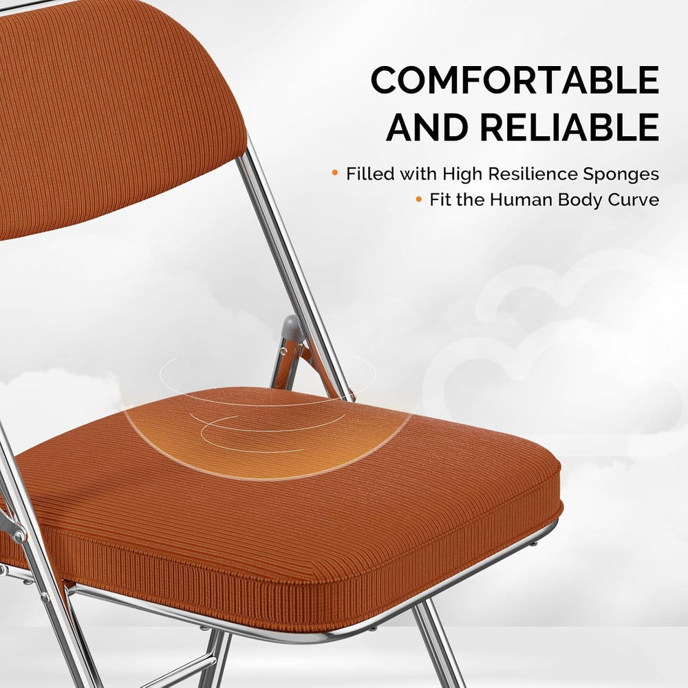 VINGLI Folding Chairs with Padded Seat & Backrest, Metal Frame, Durable C...