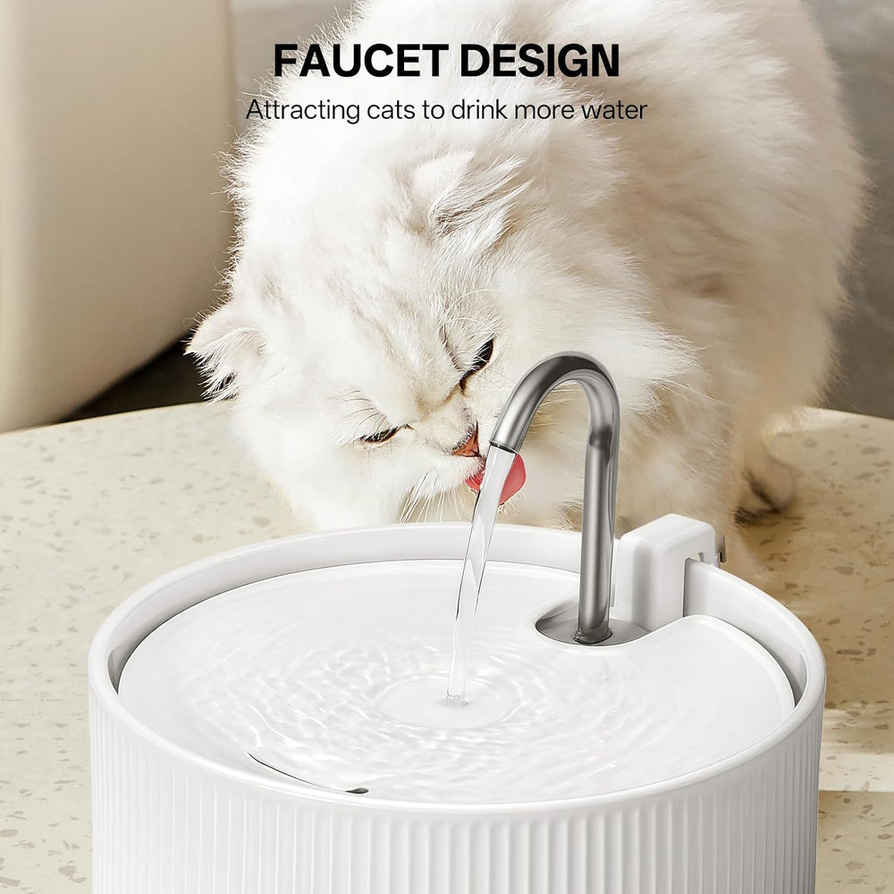 Ceramic Cat Water Fountain, 2.2L/ 74oz Pet Water Fountain, Drinking Fountains...