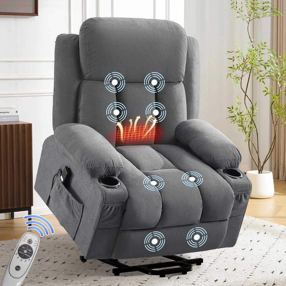 MAHOMICO Power Lift Recliner Chair for Elderly with Vibration Massage and Lum...