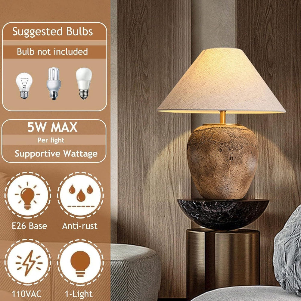 Rustic Farmhouse Clay Pot Table Lamps 19.6" Tall Ceramic Table Lamp, Ame...