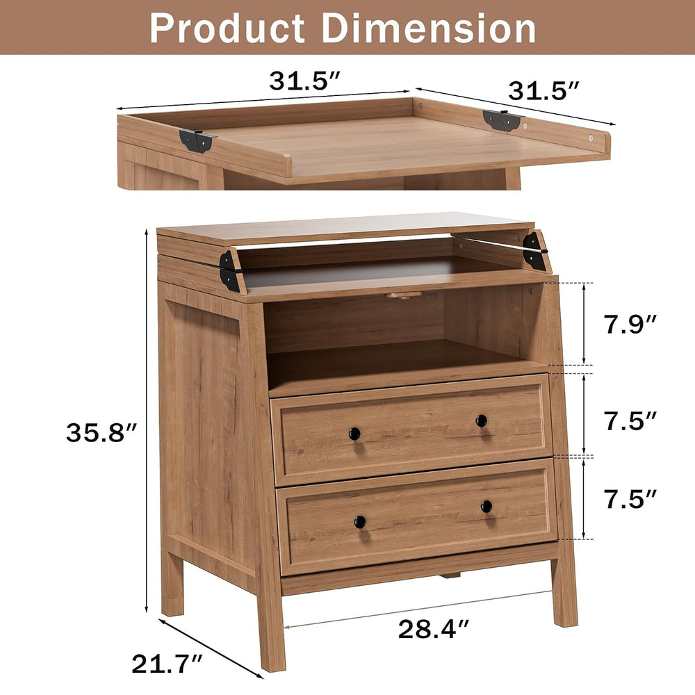 Changing Table Dresser with Foldable Tabletop