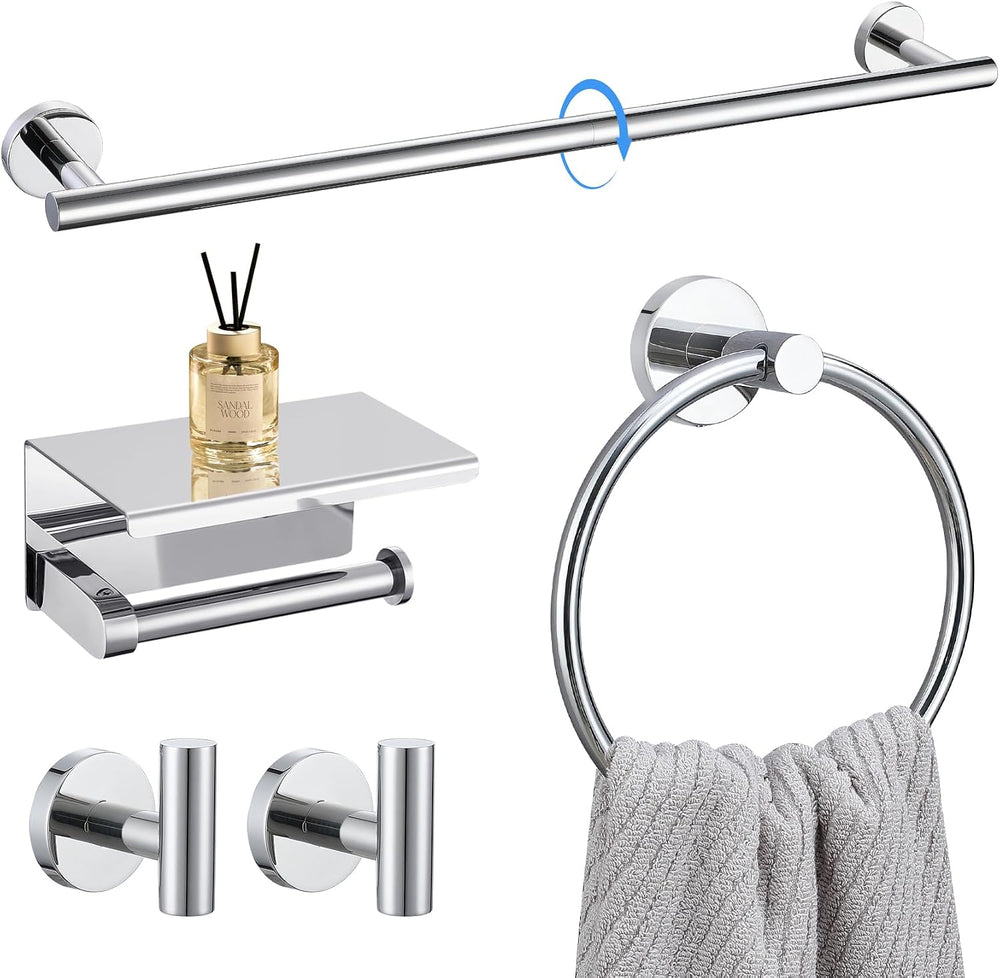 Lairuier Bathroom Hardware Set Polished Chrome Towel Holder Set Wall Mount