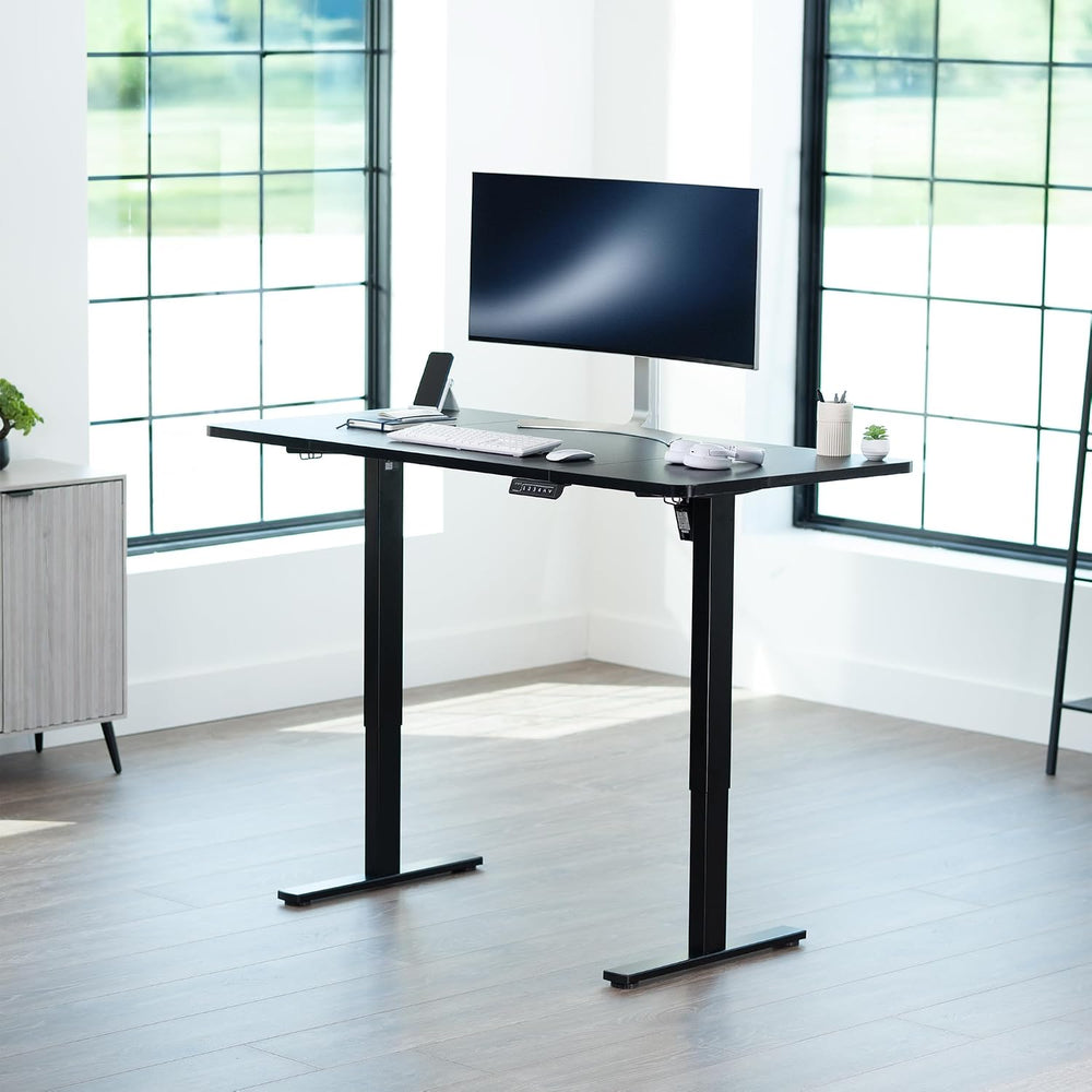 VIVO Electric Standing Desk, Solid 1-Piece 60" x 24" Black Top