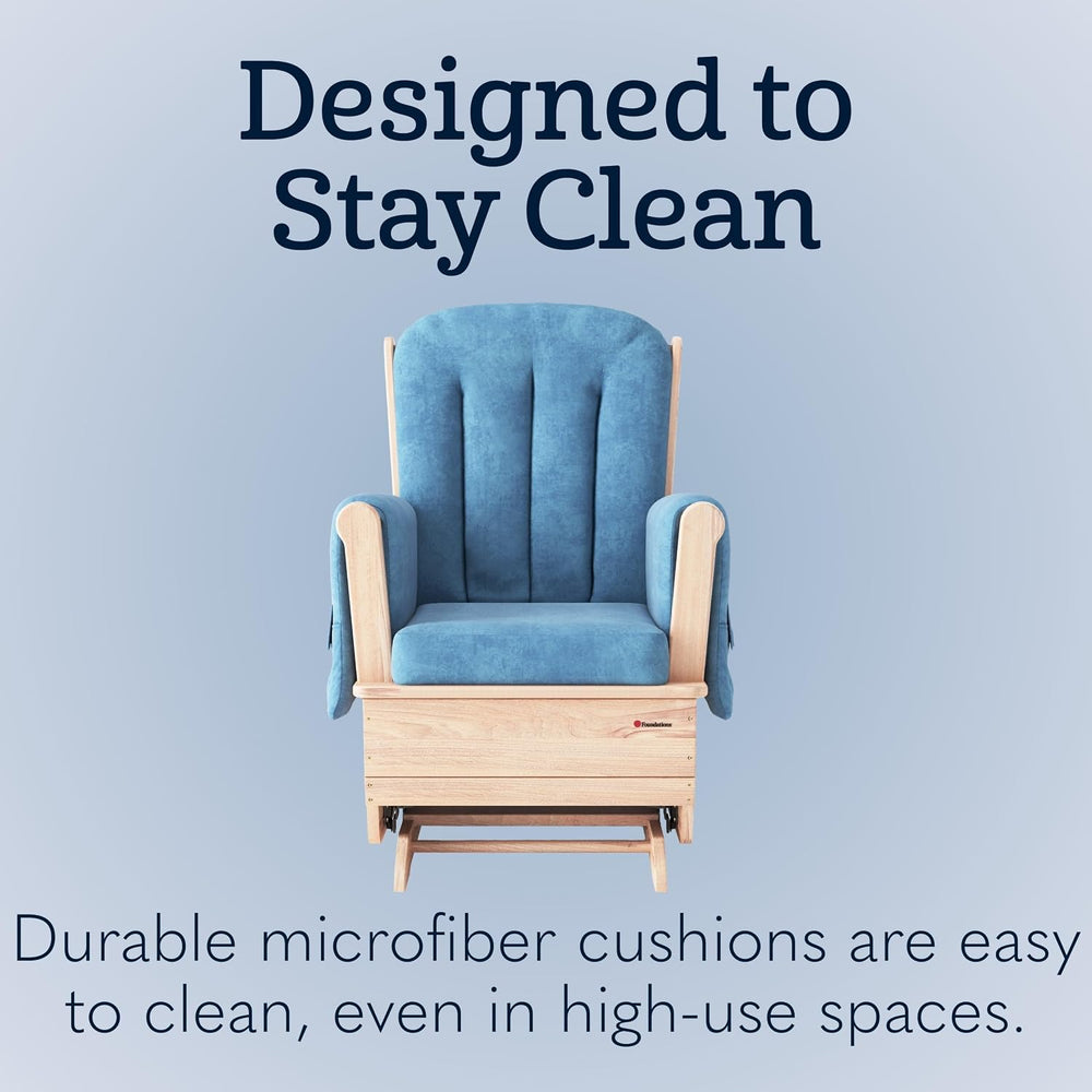 Foundations SafeRocker Standard Glider Rocker Chair, Blue Microfiber