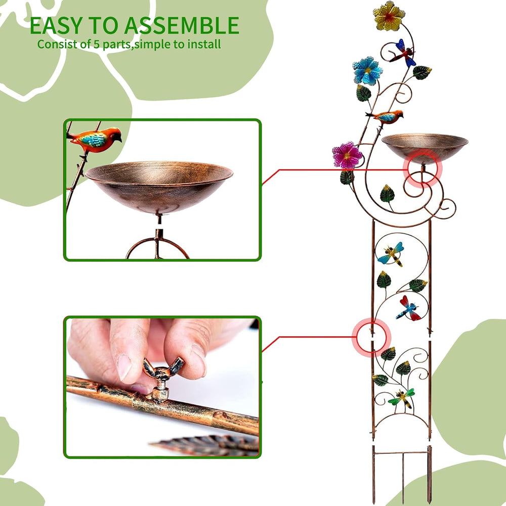 YYWMWM Metal Bird Bath with Trellis for Outside, 57” Height Birdbaths & S...