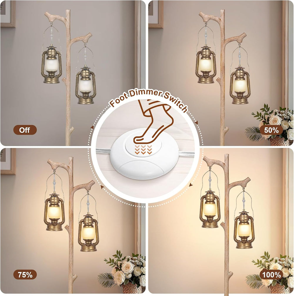 Scenekoy Vintage 68” Tall Resin Floor Lamp with Lanterns, Dimmable