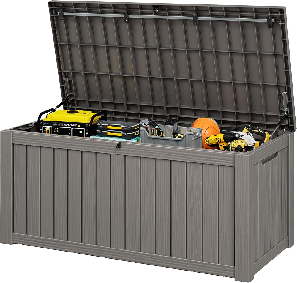 Resin Outdoor Deck Storage Box Waterproof (Grey, 150 Gallon)