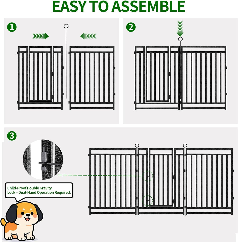 Decorative Garden Fence Metal Dog Fence Outdoor, 40in (H) x 36ft (L), 14 Pane...