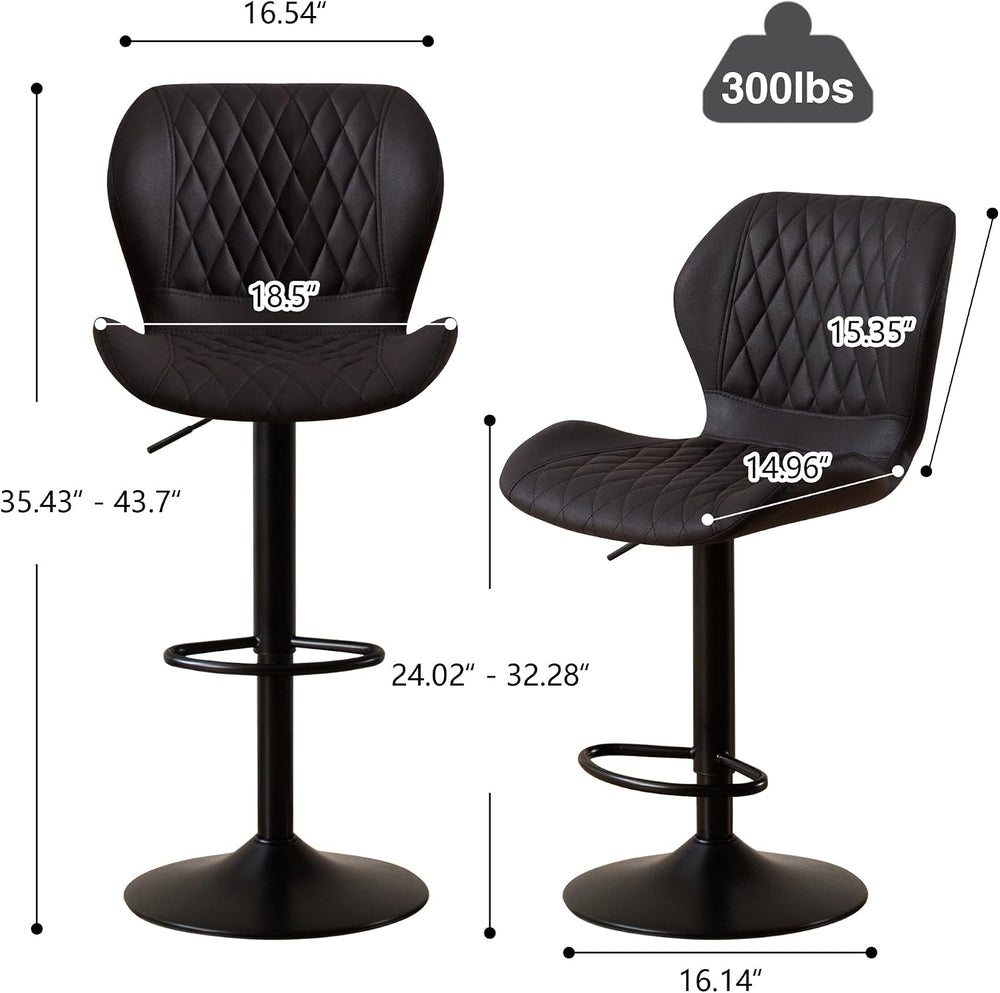 Modern Bar Stools, Swivel Barstools Counter Height with High Backrest, Adjust...