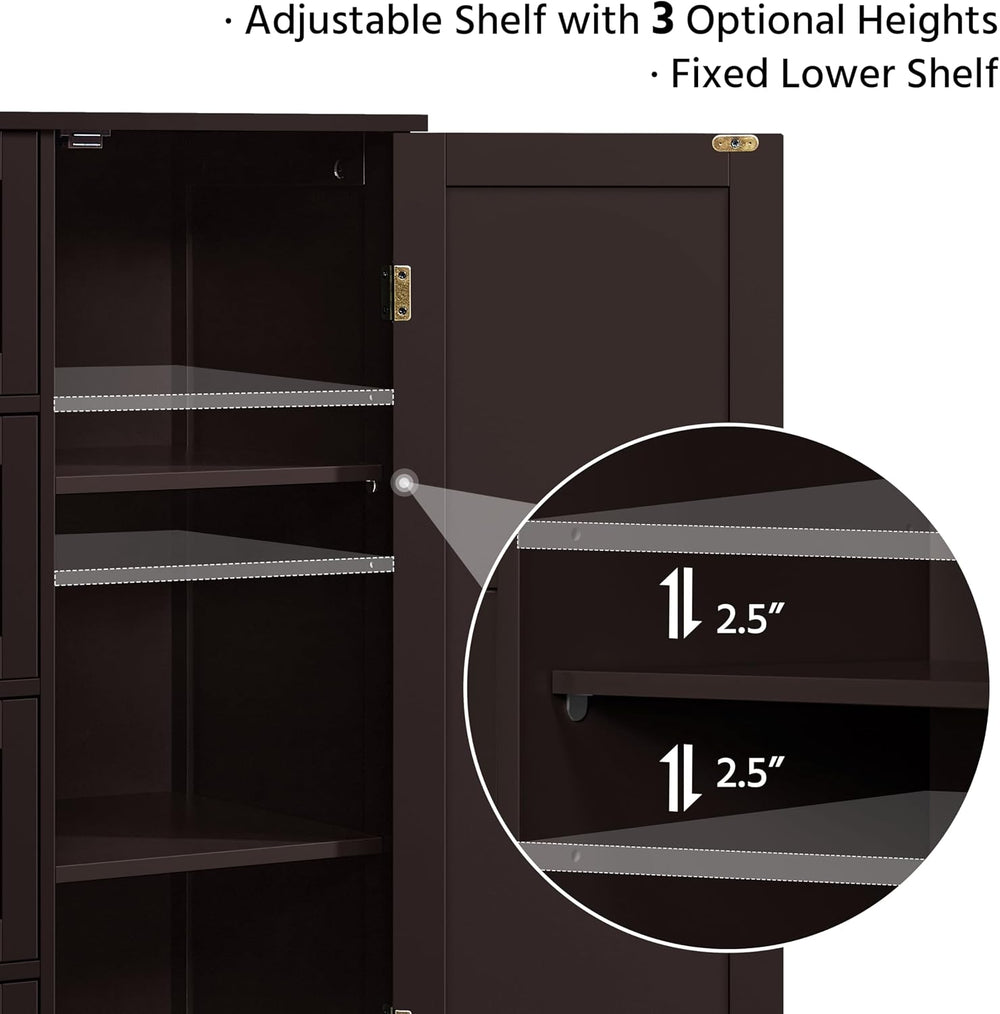 Yaheetech Bathroom Storage Cabinet with 4 Drawers and Door, Espresso