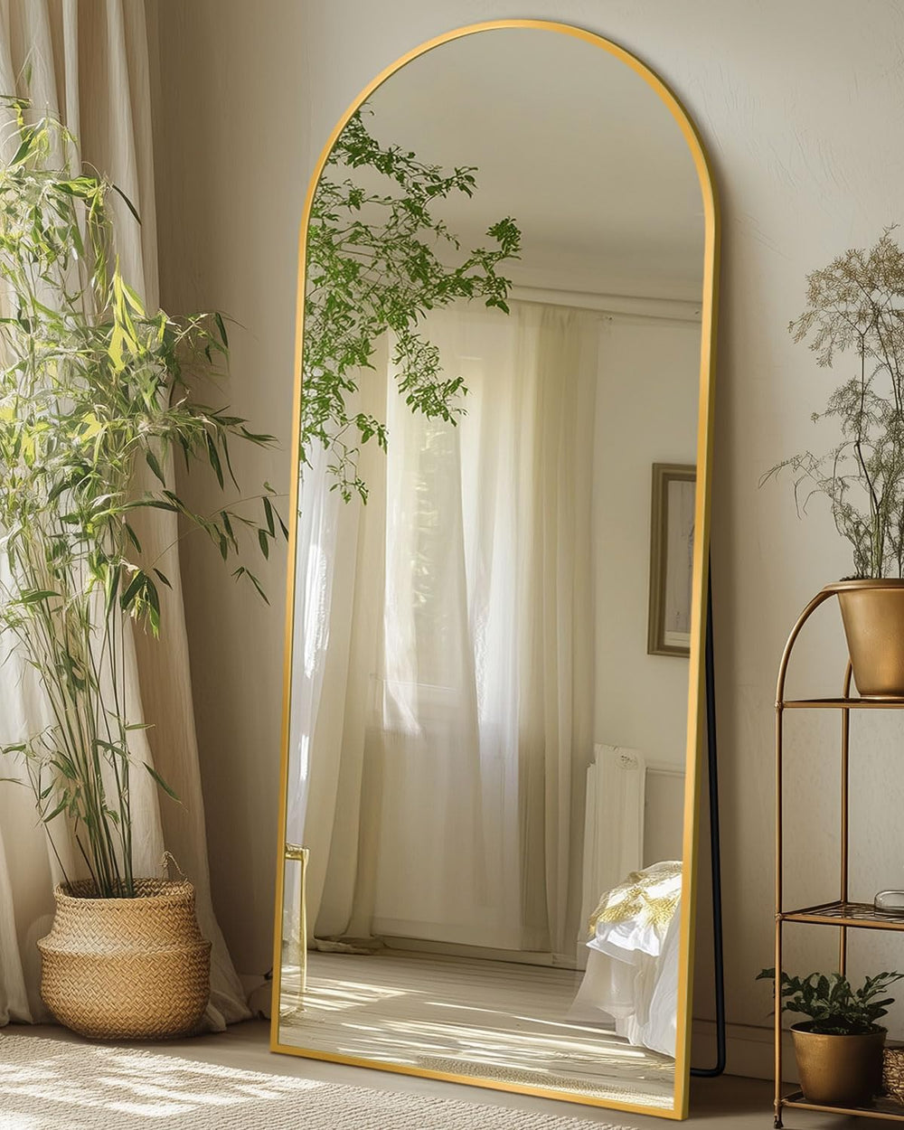 58"x19" Arched Full Length Mirror with Stand,Full Body Floor Mirror