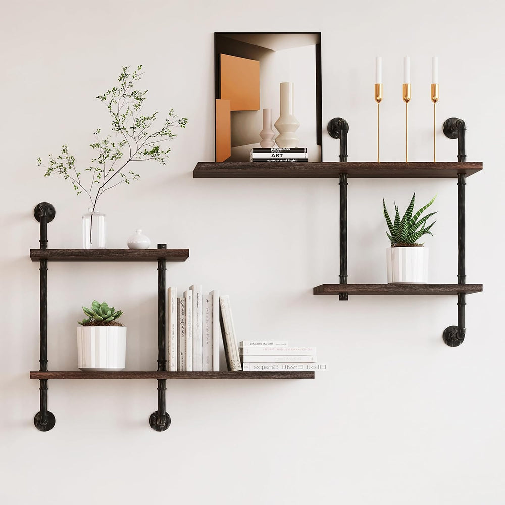 Industrial Pipe Shelving Wall Mounted, Rustic Floating Shelves Wall Shelf Uni...