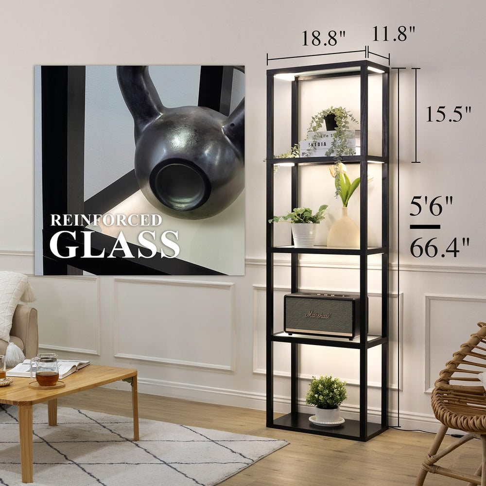 Large Glass Display Shelf with Remote/APP Control, Curio Cabinet for Collecti...