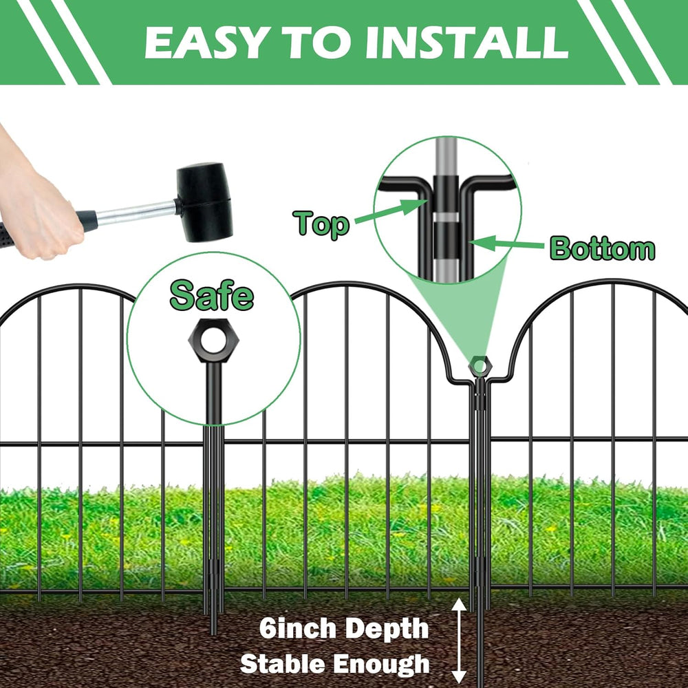 30 Pack Decorative Garden Fence, 17in (H) x 32ft (L), with Ground Stake