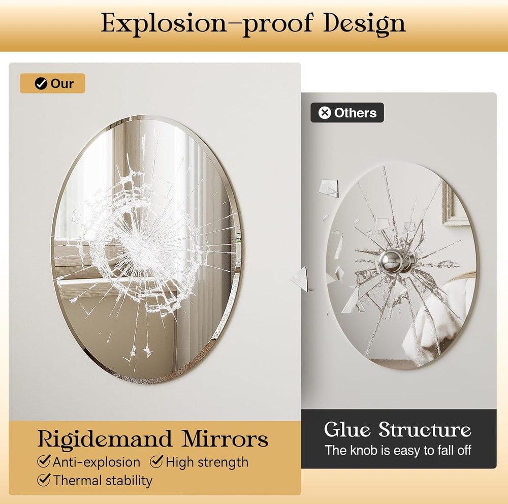 Oval Bathroom Mirror, 24"x32" Frameless Wall Mirror