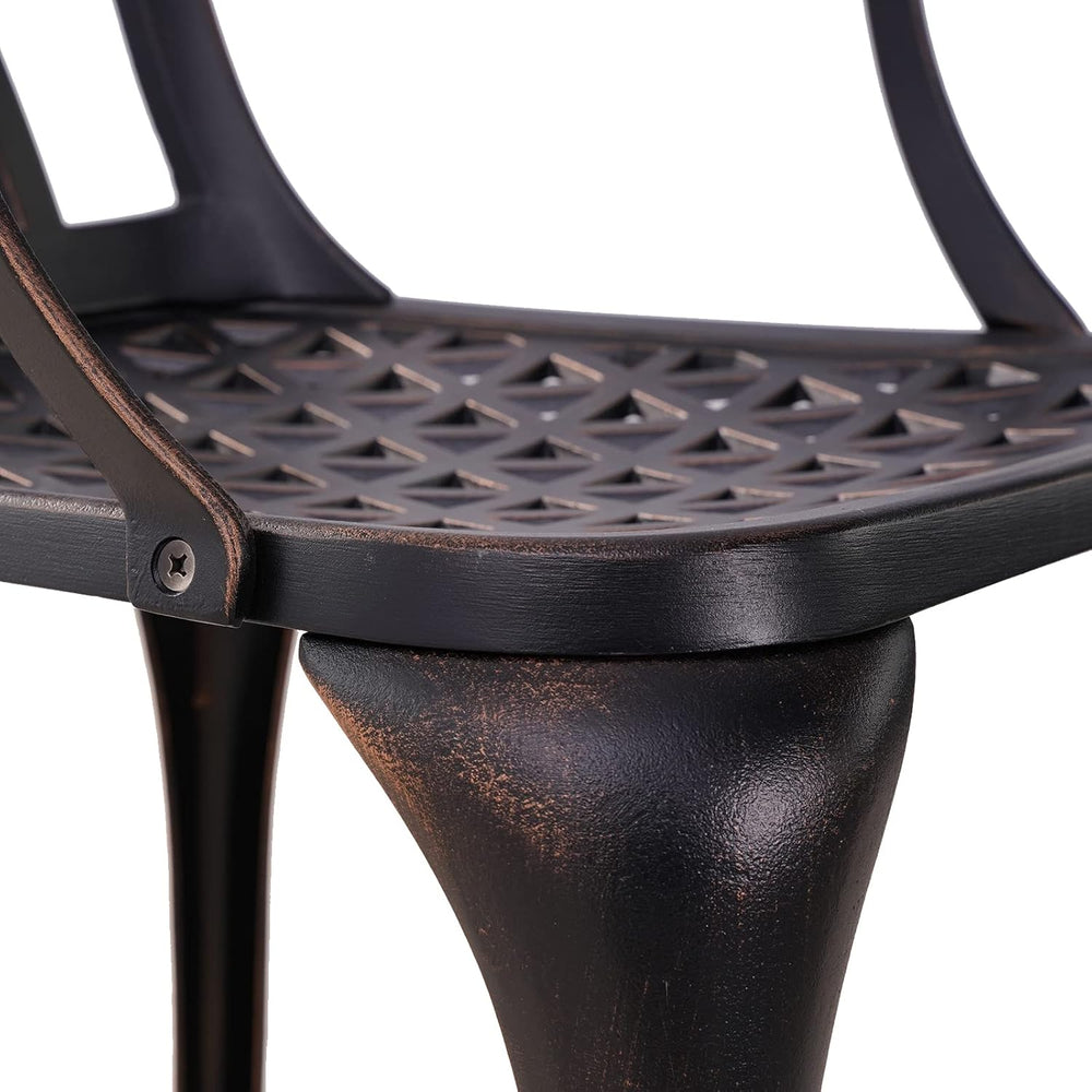 Outdoor Patio Chairs Set of 2, Cast Aluminum Biistro Dining Chairs Set of 2 w...