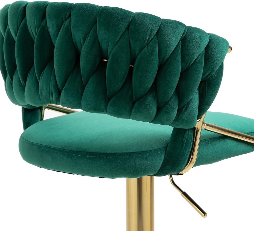 High Back Swivel Bar Stools Set of 2, Velvet Adjustable Gold Counter Barstool...