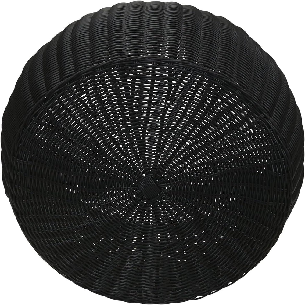 Household Essentials Handwoven Resin Storage Stool Ottoman, Black